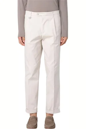 Paolo Pecora Homme, Pantalons, , Taille: S Pantalon Chinos Vert Plissé Élégant