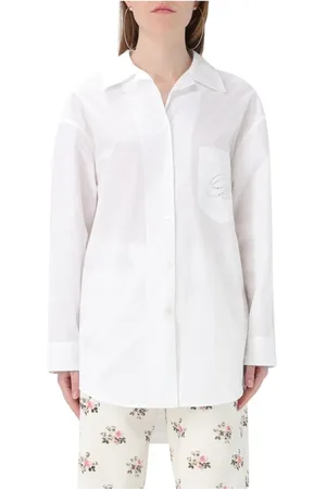 BLUMARINE Femme, Blouses et Chemises, Blanc, Taille: 38 FR Chemise Popeline avec Poche Strass