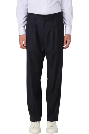 BARENA Homme, Pantalons, Bleu, Taille: M Pantalon en Laine Bleu Plissé
