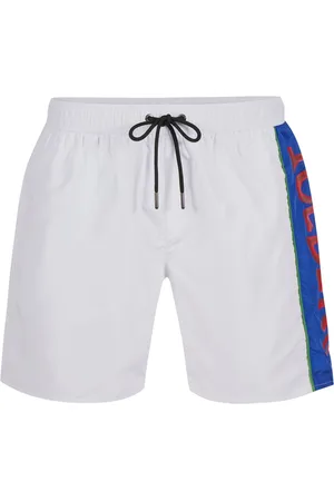 Iceberg Homme, Maillots de bain, Blanc, Taille: XL Maillot de bain blanc optique avec cordon de serrage et bande contrastante sur le côté gauche