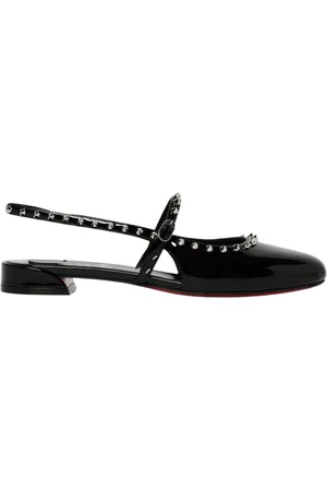 Christian Louboutin Femme, Chaussures, Noir, Taille: 36 1/2 EU Studded Slingback Flats