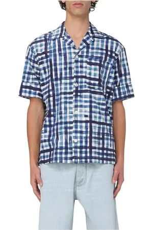 Bottega Veneta Homme, Chemises, Bleu, Taille: M Chemise Bleue de Luxe à Manches Courtes