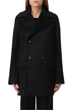 Max Mara Femme, Manteaux, Noir, Taille: 40 FR Manteau en Laine Noir, Élégance Intemporelle