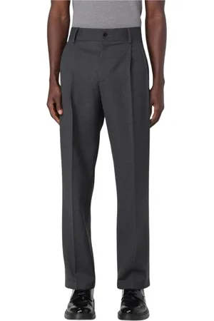 Dolce & Gabbana Homme, Pantalons, Gris, Taille: L Pantalon Gris Plissé Élégant