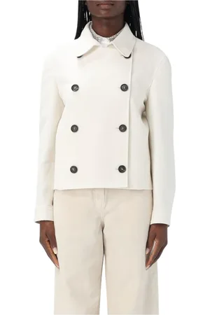 Brunello Cucinelli Femme, Vestes, Blanc, Taille: 38 FR Peacoat Blanc à Double Boutonnage