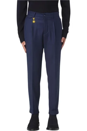 Manuel Ritz Homme, Pantalons, Bleu, Taille: S Pantalon Bleu Plissé