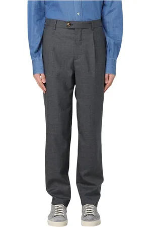 Brunello Cucinelli Homme, Pantalons, Noir, Taille: XL Pantalon Gris en Laine Plissé