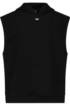 Diesel Homme, Sweatshirts et sweats à capuche, Noir, Taille: S Manteau Noir en Coton à Capuche Poche Kangourou