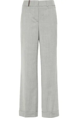 PESERICO SIGN Femme, Pantalons, Gris, Taille: 40 FR Pantalon ample en mélange de laine chiné gris