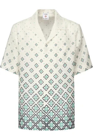 Casablanca Homme, Chemises, Blanc, Taille: L Chemises en Twill de Soie à Col Cubain