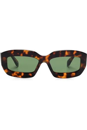 OFF-WHITE Homme, Accessoires, Brun, Taille: ONE Size Monture Marron Tortue Rectangulaire Verres Verts
