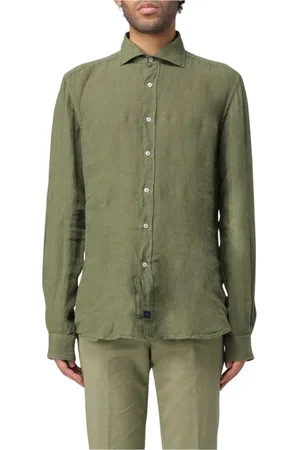 FAY Homme, Chemises, Vert, Taille: L Chemise Rouge à Manches Longues