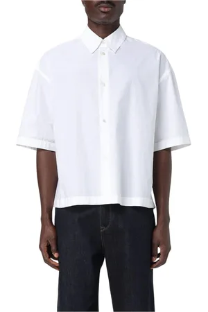 STUDIO NICHOLSON Homme, Chemises, Blanc, Taille: L Chemise Bleue en Coton à Manches Courtes