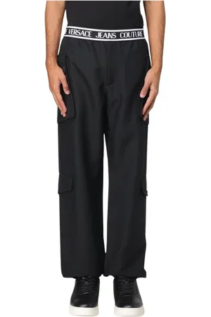 VERSACE Homme, Pantalons, Noir, Taille: M Pantalon Cargo Noir Élégant et Sophistiqué