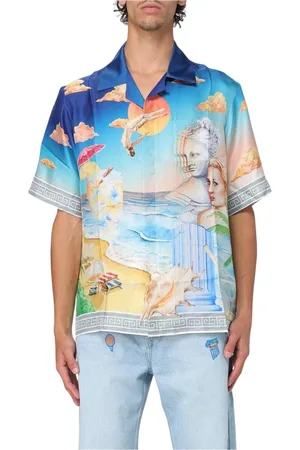 Casablanca Homme, Chemises, Multicolore, Taille: M Chemise en Soie Imprimée Plage d