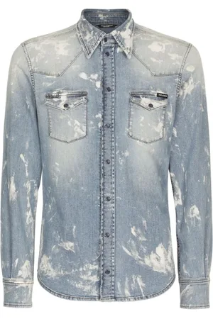 Dolce & Gabbana Homme, Chemises, Bleu, Taille: L Chemise Western EN Denim Vintage
