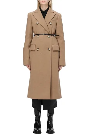 Sportmax Femme, Manteaux, Brun, Taille: 40 FR Manteau en Laine Classique à Ceinture