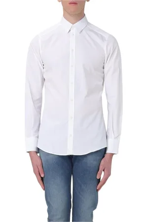 Dolce & Gabbana Homme, Chemises, Blanc, Taille: L Chemise Blanche à Manches Longues Style Classique