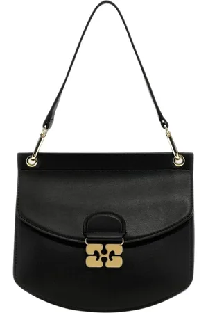 Ganni Femme, Sacs, Noir, Taille: ONE Size Sac à Bandoulière en Cuir Élégant avec Fermeture Unique
