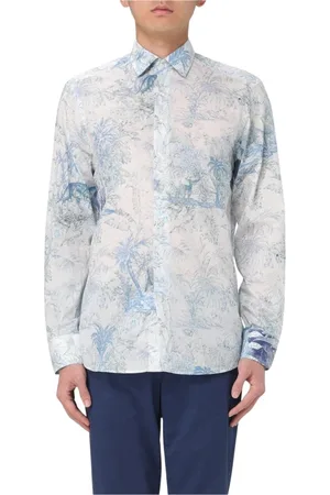 Etro Homme, Chemises, Bleu, Taille: 2XL Chemise en Coton Tropical pour Homme Moderne