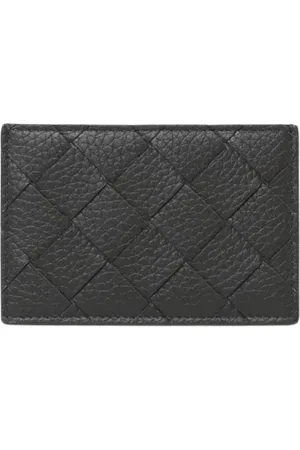 Bottega Veneta Homme, Accessoires, Noir, Taille: ONE Size Porte-cartes en Cuir Noir Design Épuré