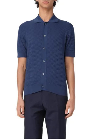 Paolo Pecora Homme, Pulls, Bleu, Taille: M Polo Bleu à Manches Longues Regular Fit