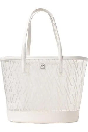 Armani Exchange Femme, Sacs, Blanc, Taille: ONE Size Sac Fourre-Tout avec Finitions en Cuir