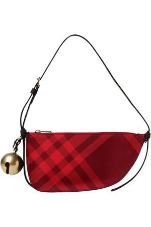 Burberry Femme, Sacs, Rouge, Taille: ONE Size Sac à Bandoulière Rouge à Carreaux avec Clochette