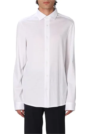 Emporio Armani Homme, Chemises, Blanc, Taille: S Chemise Tricot Blanche pour Homme