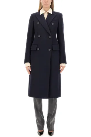 Sportmax Femme, Manteaux, Bleu, Taille: 38 FR Luxueux manteau d`hiver croisé simple