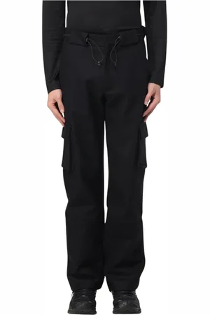 GR10K Homme, Pantalons, Noir, Taille: L Pantalon Cargo Noir avec Taille à Cordon