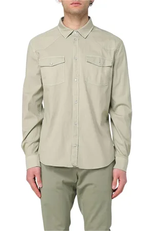 Dondup Homme, Chemises, Vert, Taille: XL Chemise Blanche à Manches Longues avec Poches
