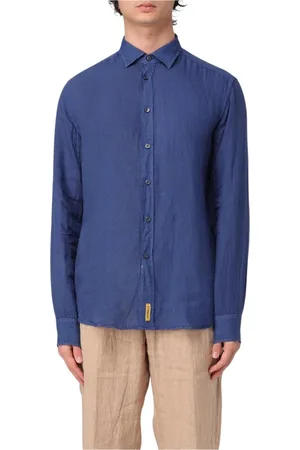 B.D.BAGGIES Homme, Chemises, Bleu, Taille: L Chemise en Lin Rose Élégante et Intemporelle