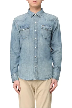 Ralph Lauren Homme, Chemises, Bleu, Taille: L Chemise Western en Denim Bleu