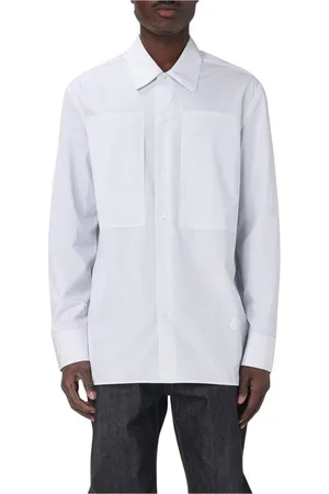 Jil Sander Homme, Chemises, Blanc, Taille: 2XL Chemise en Coton à Rayures Multicolores