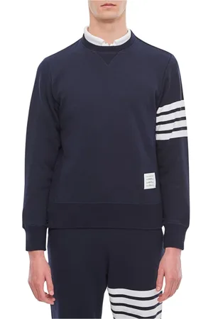 Thom Browne Homme, Sweatshirts et sweats à capuche, Bleu, Taille: M Sweat à rayures col rond