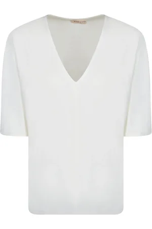 BLANCA Femme, Tops, Blanc, Taille: 38 FR Chemisier en Jersey Blanc à Col en V