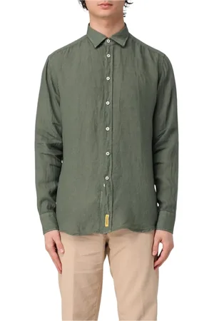 B.D.BAGGIES Homme, Chemises, Vert, Taille: M Chemise Décontractée en Lin Rose