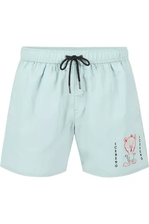Iceberg Homme, Maillots de bain, Vert, Taille: M Maillots de bain verts sauge avec imprimés et cordon de serrage