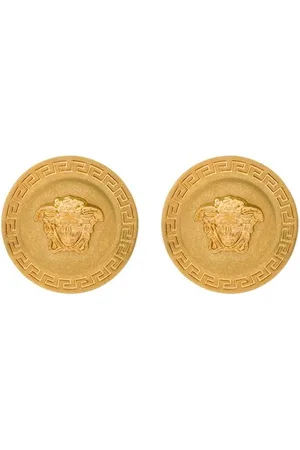 VERSACE Femme, Accessoires, Jaune, Taille: ONE Size Signature Greca Tête de Méduse Boucles d