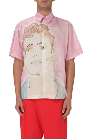 Msgm Homme, Chemises, Rose, Taille: L Chemise Rose à Imprimé Portrait