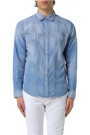 Dsquared2 Homme, Chemises, Bleu, Taille: L Chemise en Denim Bleu avec Détail Étoile