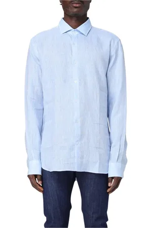 BROOKSFIELD Homme, Chemises, Bleu, Taille: M Chemise Casual en Lin Blanc