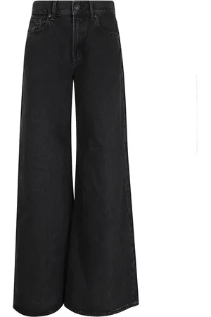 7 for all Mankind Femme, Jeans, Noir, Taille: W25 Jean Noir à Jambes larges et Taille Haute