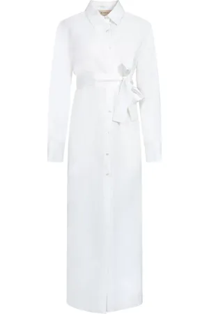 BLANCA Femme, Robes, Blanc, Taille: 40 FR Robe Chemise en Lin Blanc Style Élégant