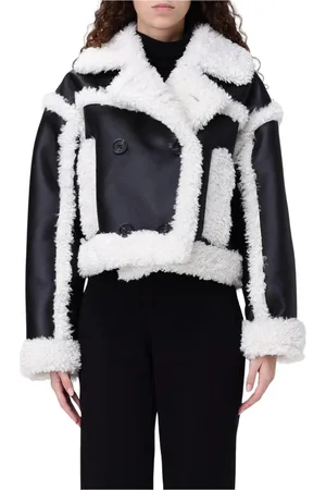 Stand Studio Femme, Vestes, Noir, Taille: 38 FR Veste en peau lainée pour femme moderne