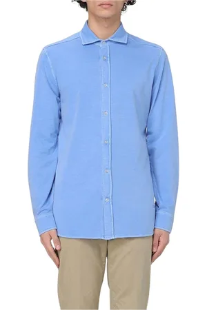 FAY Homme, Chemises, Bleu, Taille: M Chemise Tricot Blanc pour Homme