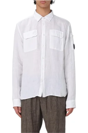 C.P. Company Homme, Chemises, Blanc, Taille: XL Chemise décontractée en lin blanc