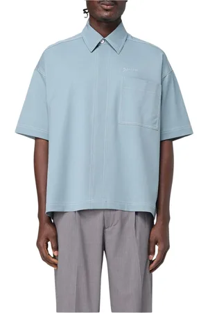 BONSAI Homme, Chemises, Bleu, Taille: S Chemise Bleue Moderne à Manches Courtes