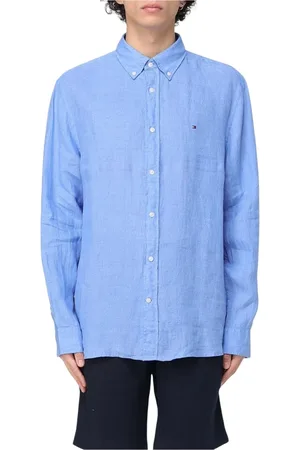Tommy Hilfiger Homme, Chemises, Bleu, Taille: 2XL Chemise décontractée en lin bleu